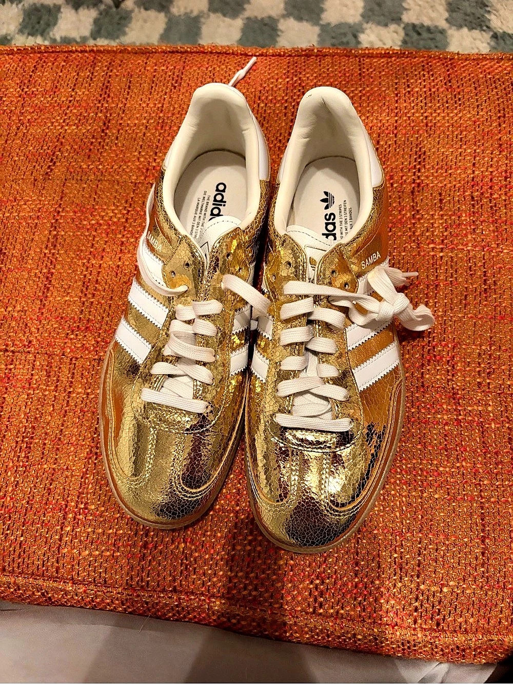 adidas Samba OG Gold Metallic Sneakers Gold & White US 9.5